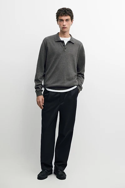 100% cotton knit polo sweater