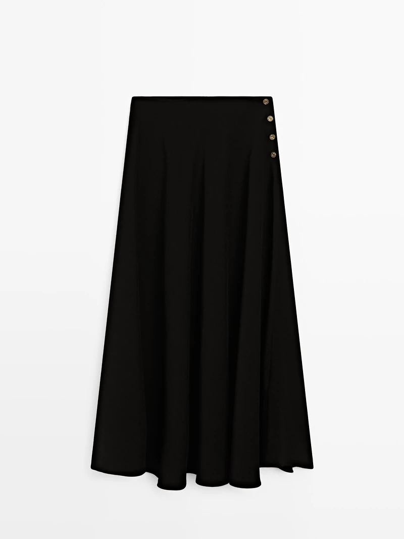 Long flared skirt with button details