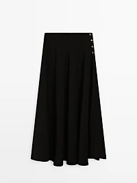 Long flared skirt with button details