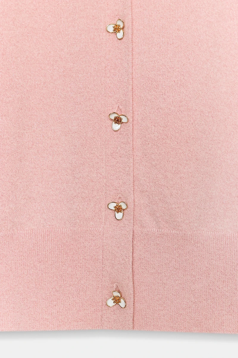 CARDIGAN WITH FLORAL BUTTONS