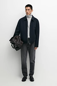 Wool blend zip-up jacket