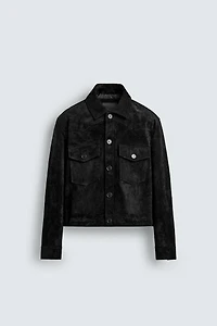 SUEDE LEATHER CROPPED FIT JACKET