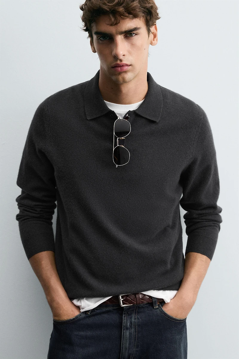 WOOL-CASHMERE KNIT POLO SHIRT