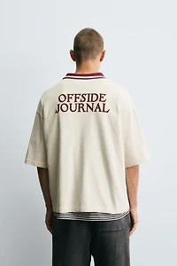 RETRO SOCCER PRINT POLO SHIRT