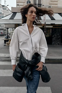 CONTRAST TRIM POPLIN SHIRT