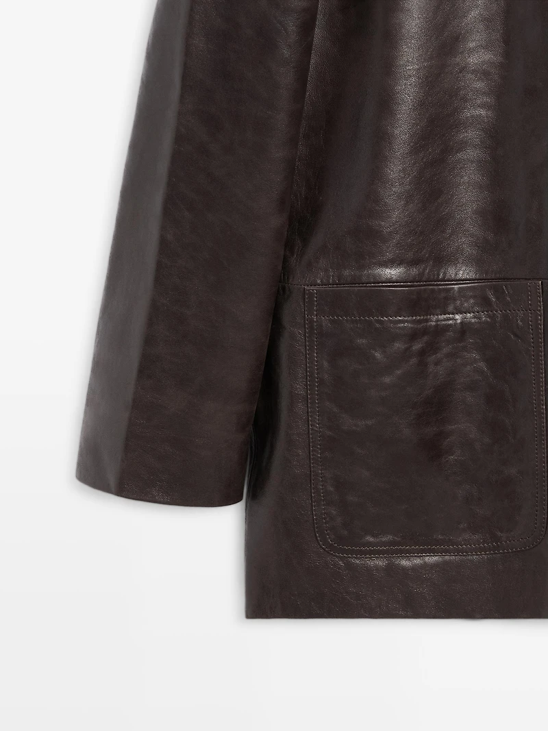 100% nappa leather blazer with buttons
