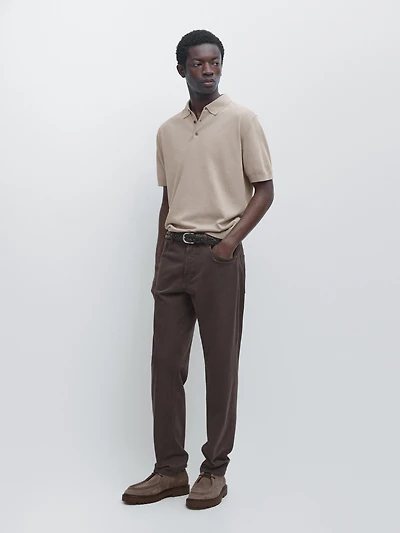 Knit cotton polo shirt