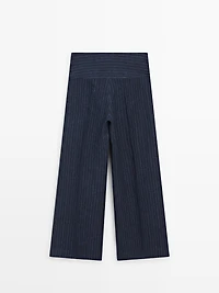 Pantalon flare taille moyenne 100 % lin