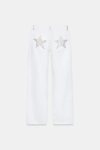 TRF LOW RISE WIDE LEG STUD JEANS