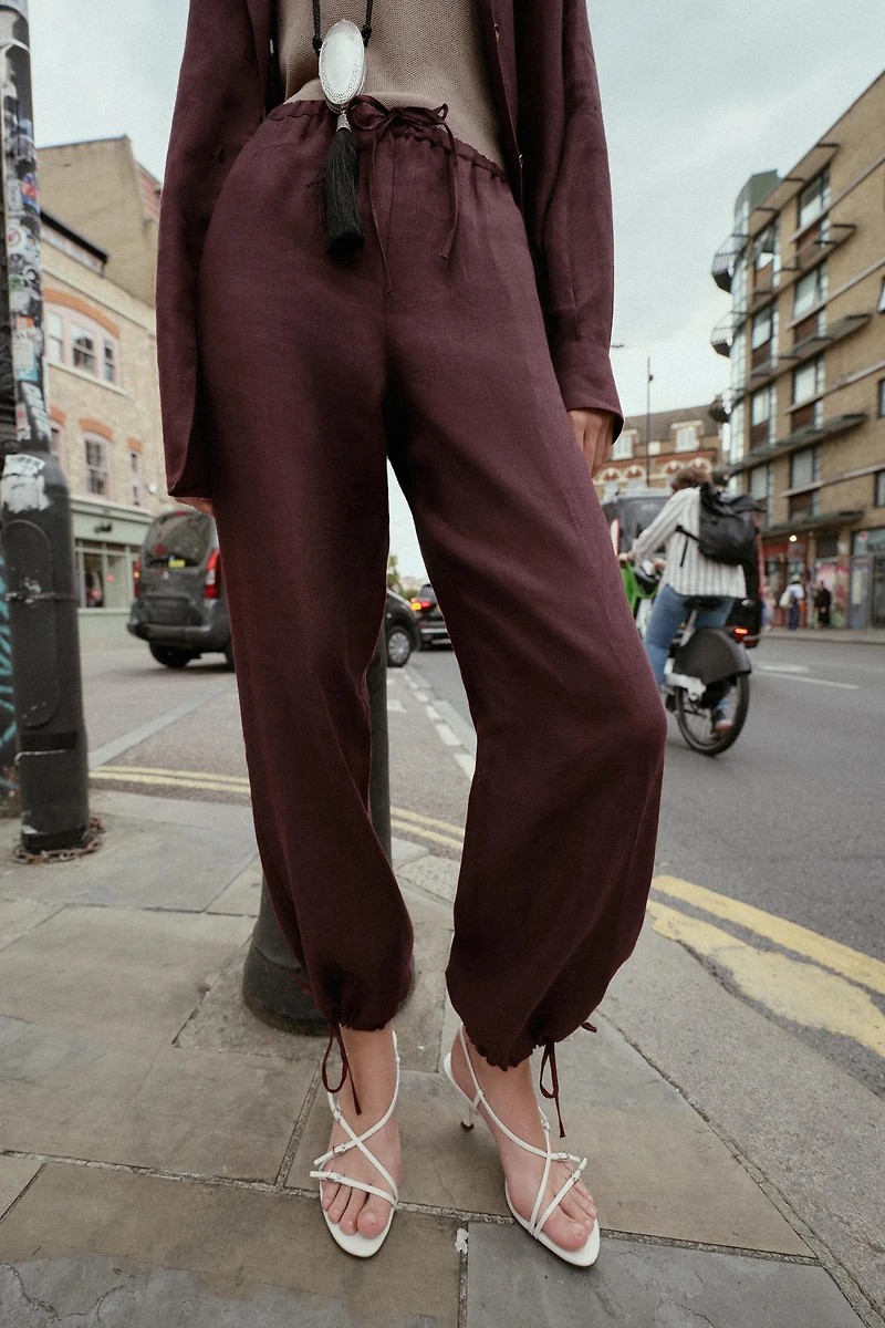 PANTALON BOUFFANT EN LIN