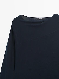 Pull en maille avec écharpe soie mélangée - STUDIO