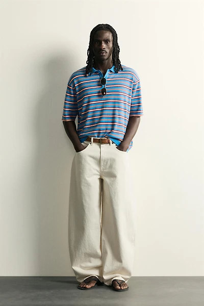 POLO EN MAILLE JACQUARD À RAYURES