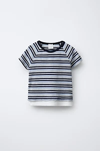 STRIPED DOUBLE HEM T-SHIRT