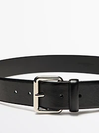 Nappa leather belt with square buckle