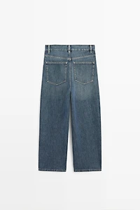 Mid-waist cropped wide-leg jeans