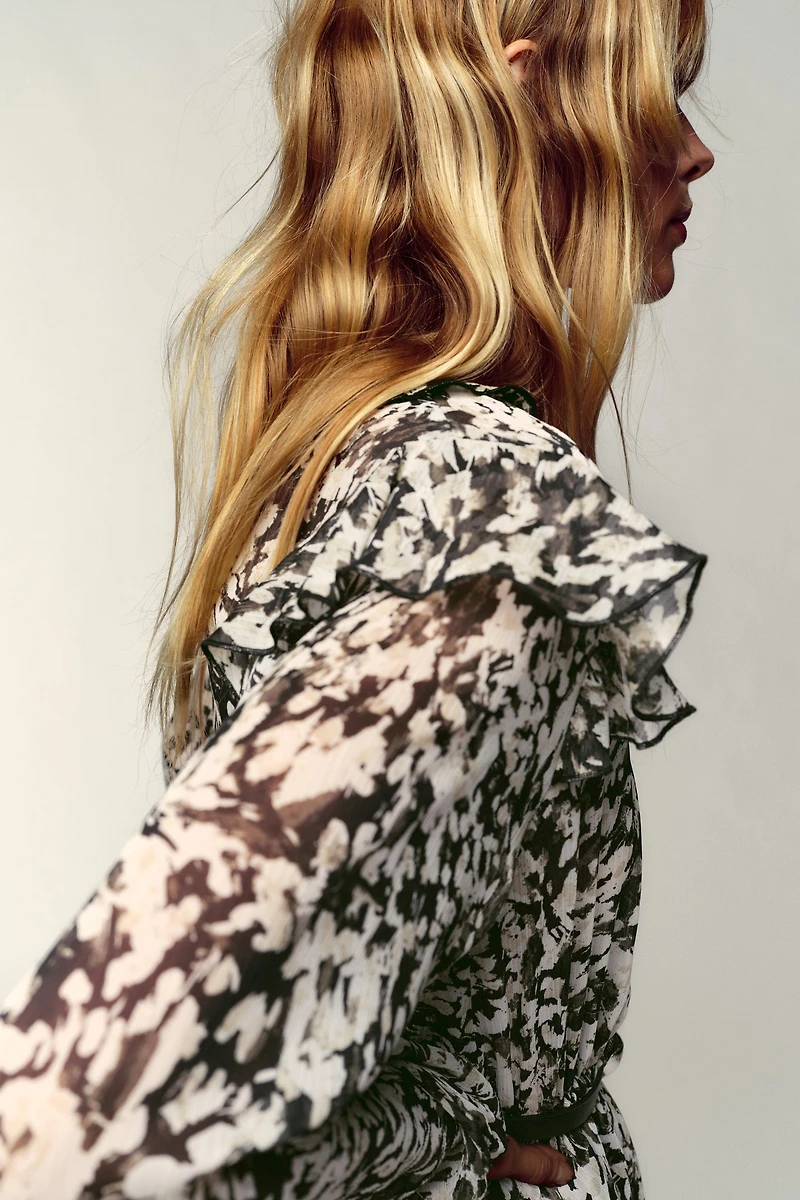 BELTED PRINTED MINI DRESS