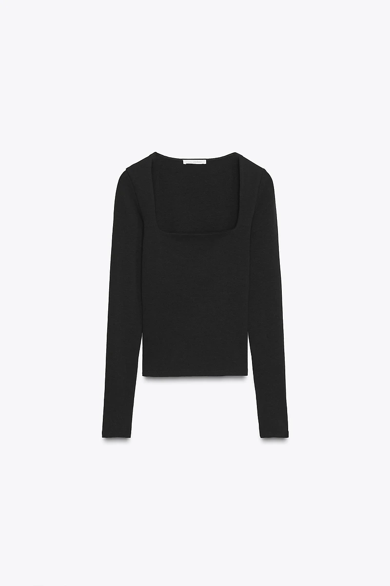 RIBBED SQUARE NECK TOP
