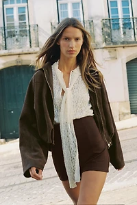 SUEDE EFFECT BOMBER JACKET