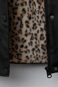 VESTE DÉPERLANTE ENDUITE EFFET FOURRURE ANIMAL PRINT