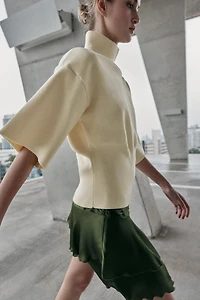 SHORT SLEEVE SHOULDER PAD KNIT JUMPER