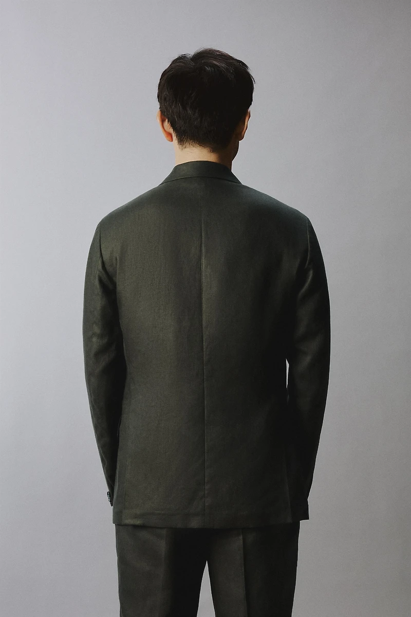 100% LINEN DOUBLE-BREASTED SUIT BLAZER