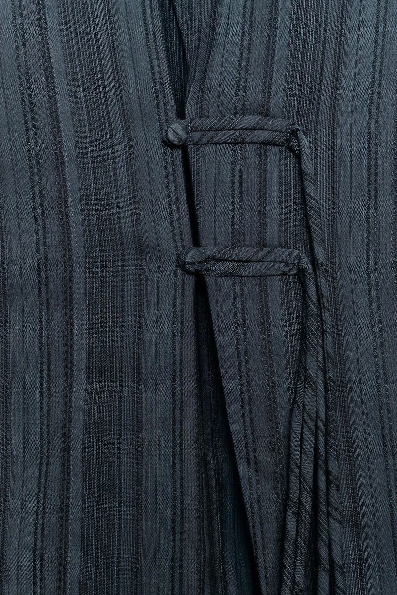 ZW COLLECTION STRIPED FROG FASTENING SHIRT