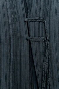 ZW COLLECTION STRIPED FROG FASTENING SHIRT