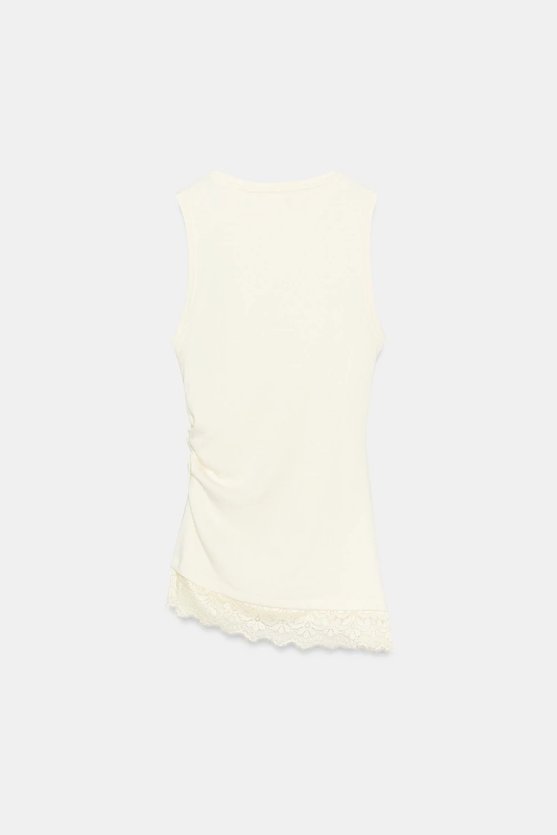 DRAPED LACE TOP