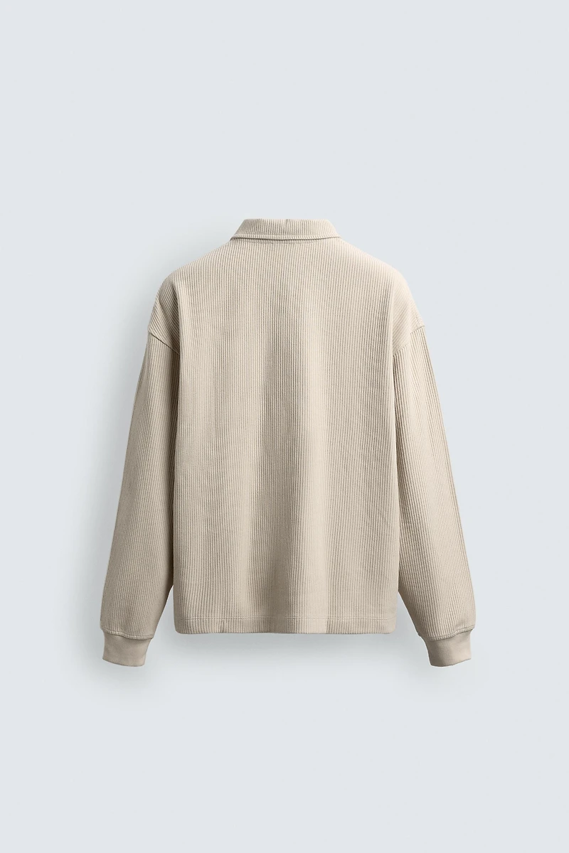 RIB KNIT TEXTURED POLO SHIRT