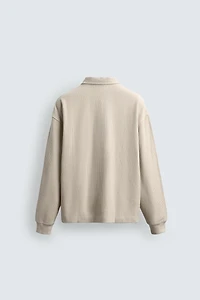 RIB KNIT TEXTURED POLO SHIRT