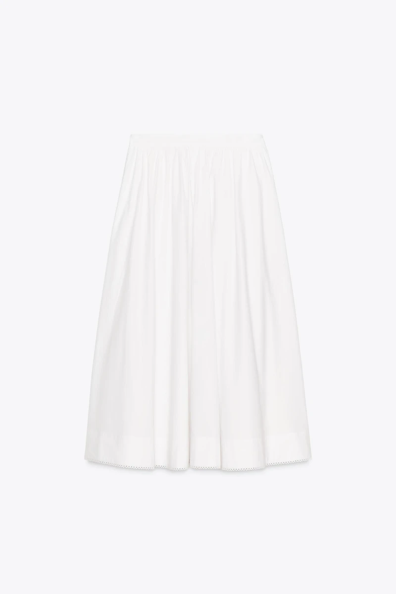 ZW COLLECTION POPLIN MIDI SKIRT