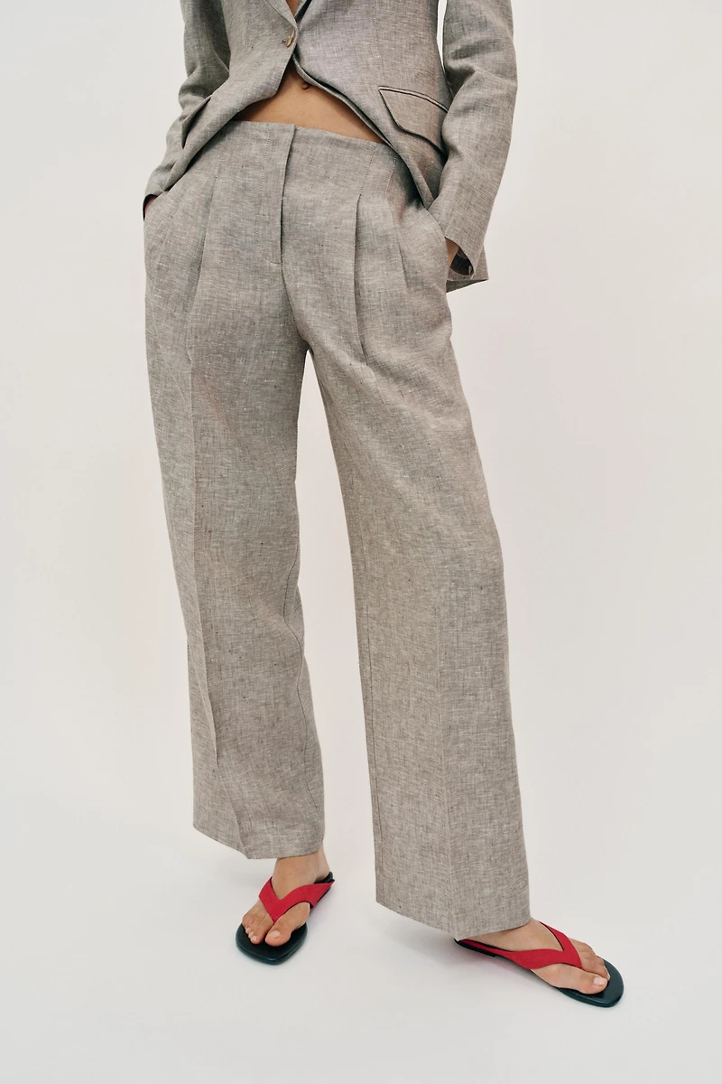 PANTALON DROIT 100 % LIN