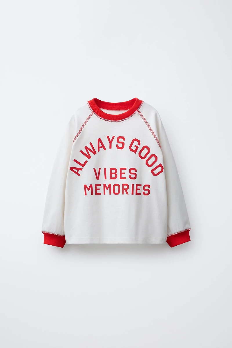 TEXT RAGLAN SLEEVE T-SHIRT