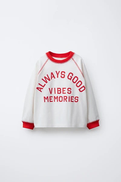 TEXT RAGLAN SLEEVE T-SHIRT