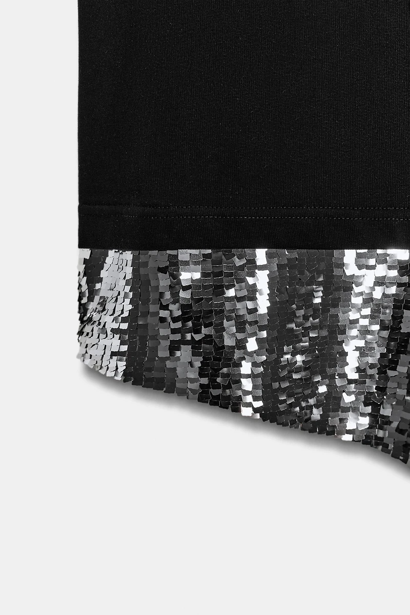 ASYMMETRIC SEQUIN T-SHIRT