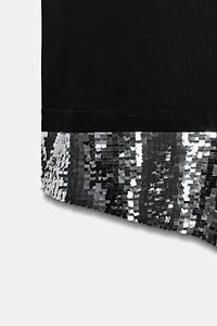 ASYMMETRIC SEQUIN T-SHIRT