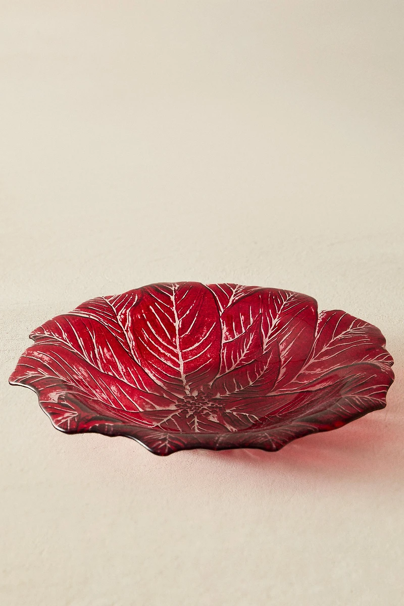 CHRISTMAS FLOWER GLASS SERVING DISH