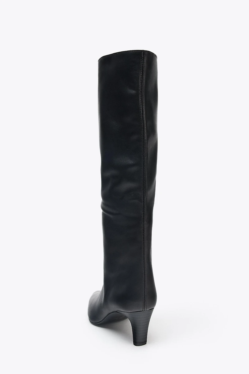BOTTES À TALONS KITTEN EN CUIR
