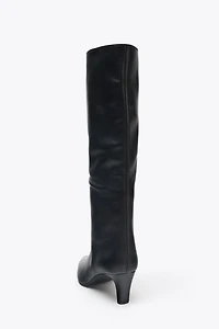 BOTTES À TALONS KITTEN EN CUIR