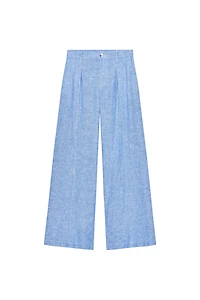 PANTALON LARGE À PINCES AVEC LIN
