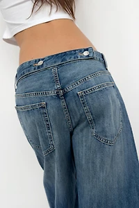 TRF MID-RISE BALLOON JEANS WITH BUTTON TABS