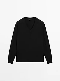 Knit 100% cashmere V-neck sweater