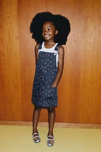 CHERRY TWILL PINAFORE DRESS