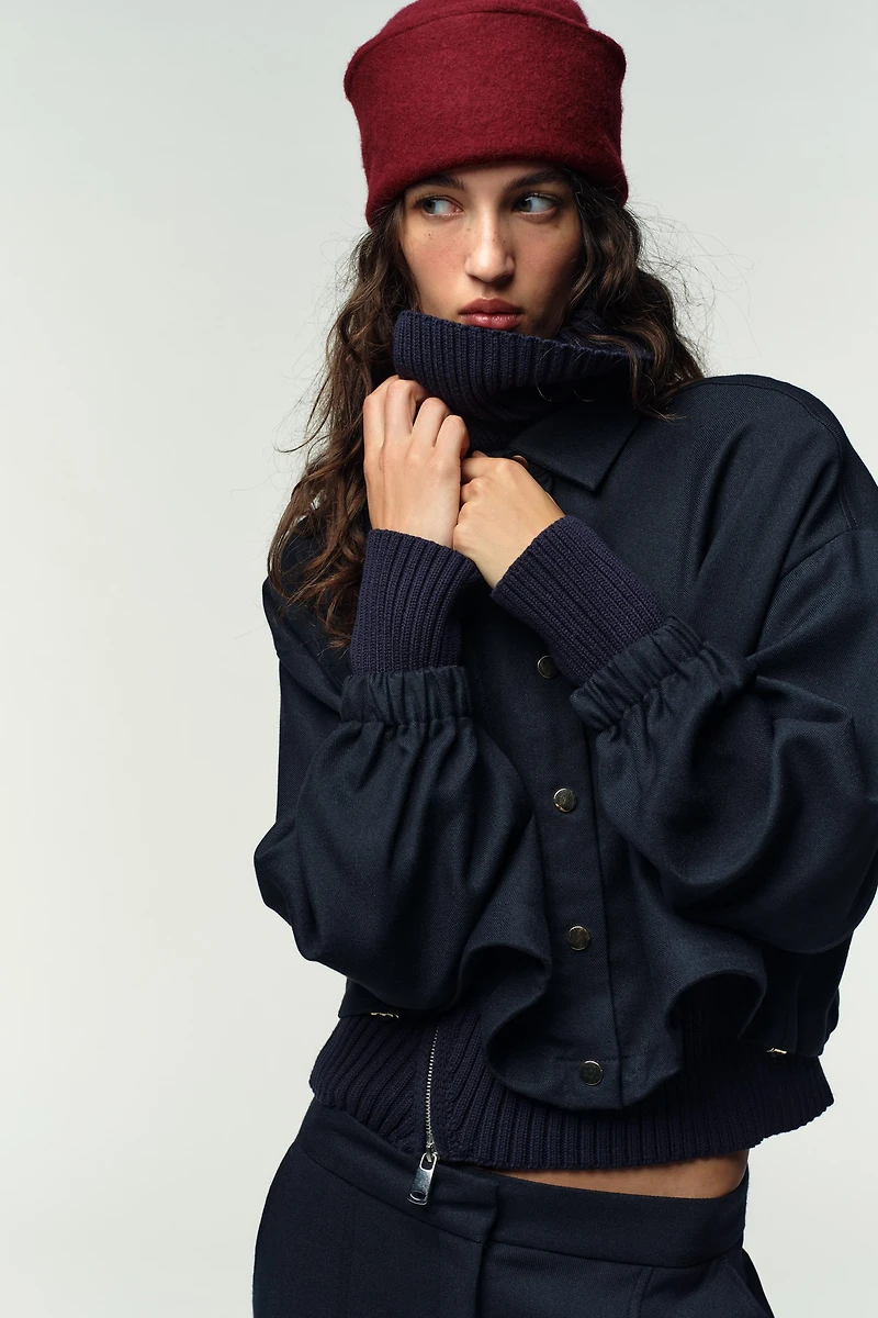 CROPPED BALLOON BOMBER JACKET