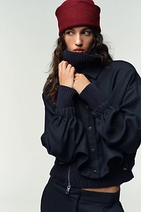 CROPPED BALLOON BOMBER JACKET