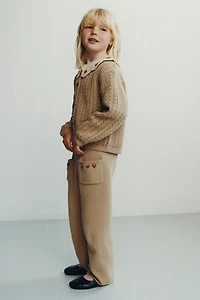 JUPE-CULOTTE EN MAILLE BRODÉE CŒURS