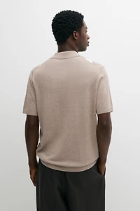 Cotton blend diamond pattern short sleeve polo shirt