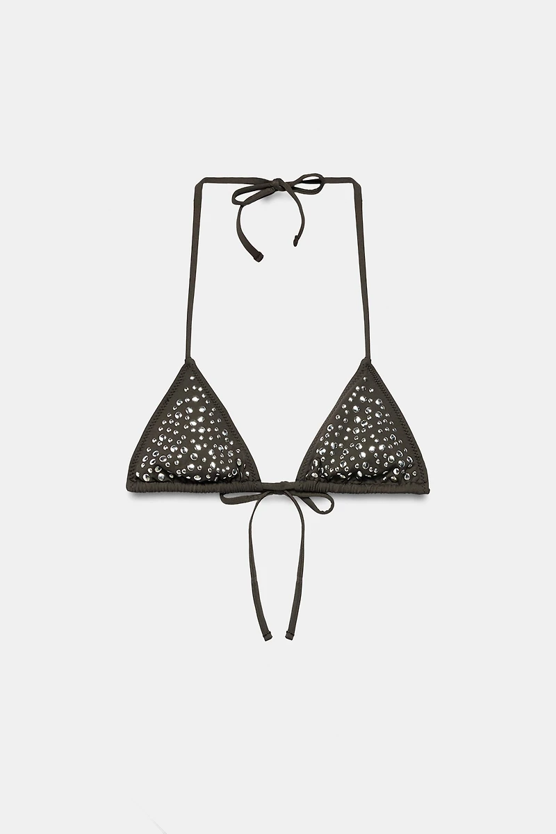 STUDDED TRIANGLE BIKINI TOP