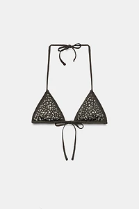 STUDDED TRIANGLE BIKINI TOP