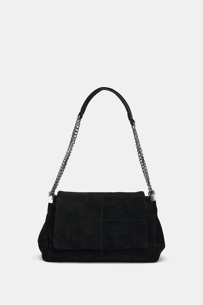 SPLIT LEATHER SHOULDER BAG